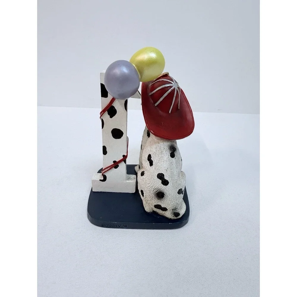Red Hats of Courage Year 1 Birthday Firefighter Dog Dalmatian Cake Topper